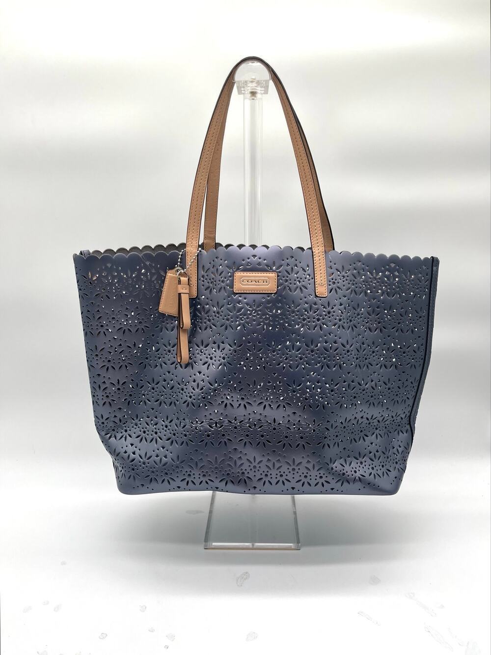 COACH Rare Park Metro Eyelet Leather Tote, Perforated, COA INCLUDED